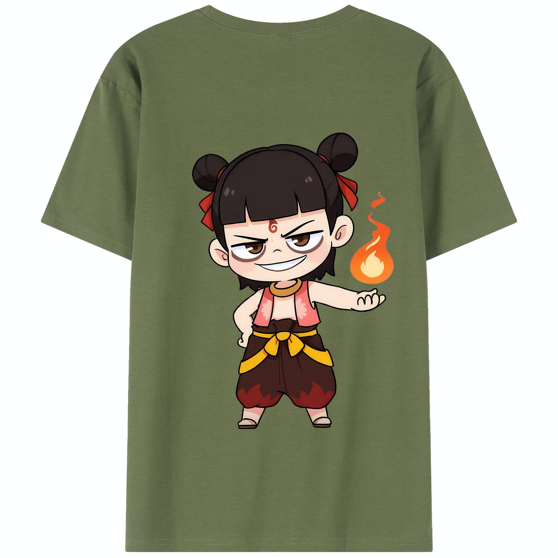 （画像用） Ne Zha 2 ナタ 魔童の大暴れ 綿100％半袖Tシャツ（背面プリント）